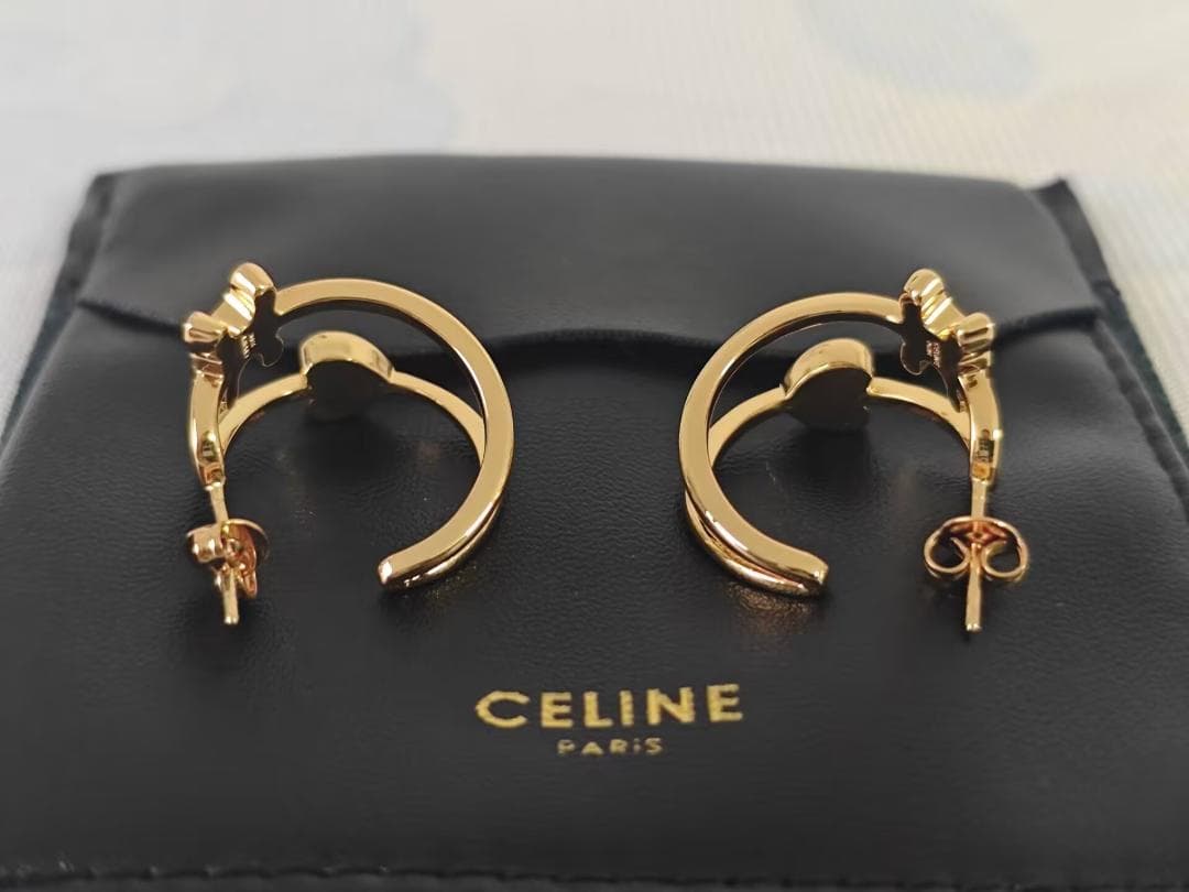 CELINE ゴールド フープピアス ストーン付き CELINE ゴールド フープピアス ストーン付き
