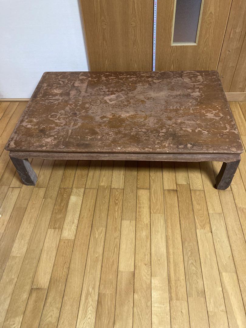 980012 年代物貴重 座卓ちゃぶ台 天板78×120㎝かなり古い 天然無垢板