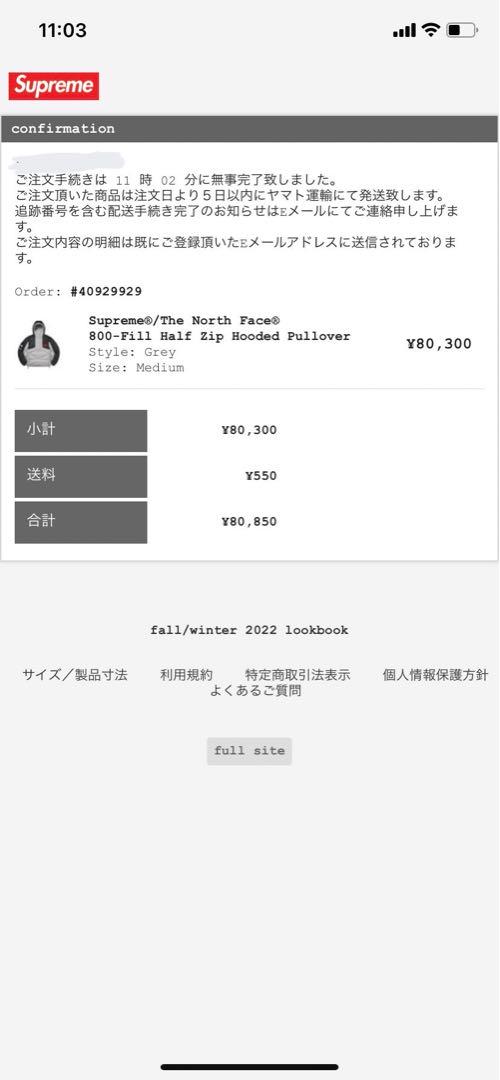 希少【新品】SUPREME®︎/TNF®︎800-FILL HALF ZIP H.P