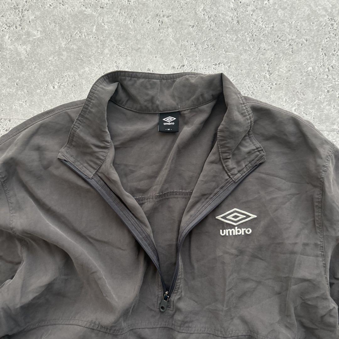 umbro アンブロ 半袖 ハーフジップ スウェード グレー XL
