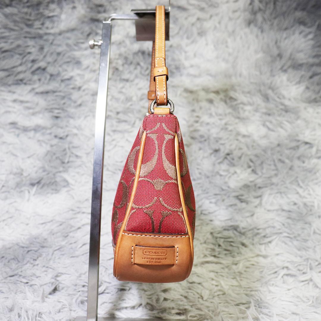 希少カラー✨コーチ アクセサリーポーチ ワンショルダー シグネチャー ヌメ革