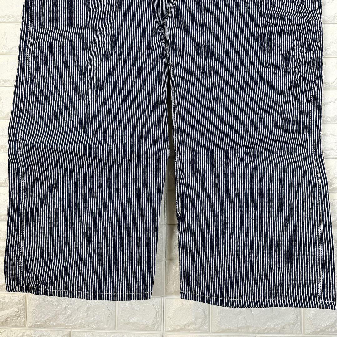 V638【Dickies】刺繍ロゴ オーバーオール【メンズ50×32】ヒッコリー