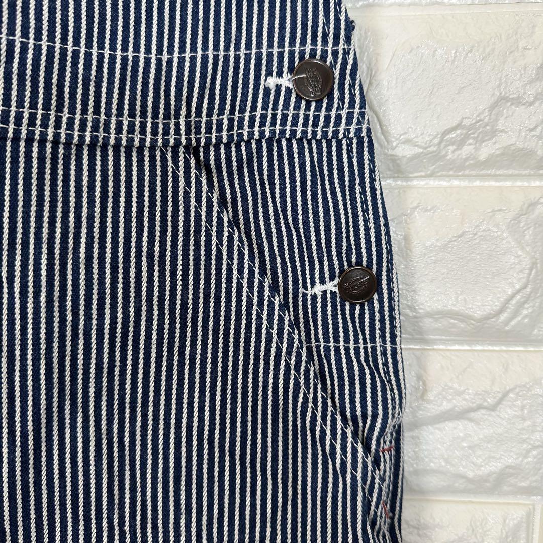 V638【Dickies】刺繍ロゴ オーバーオール【メンズ50×32】ヒッコリー