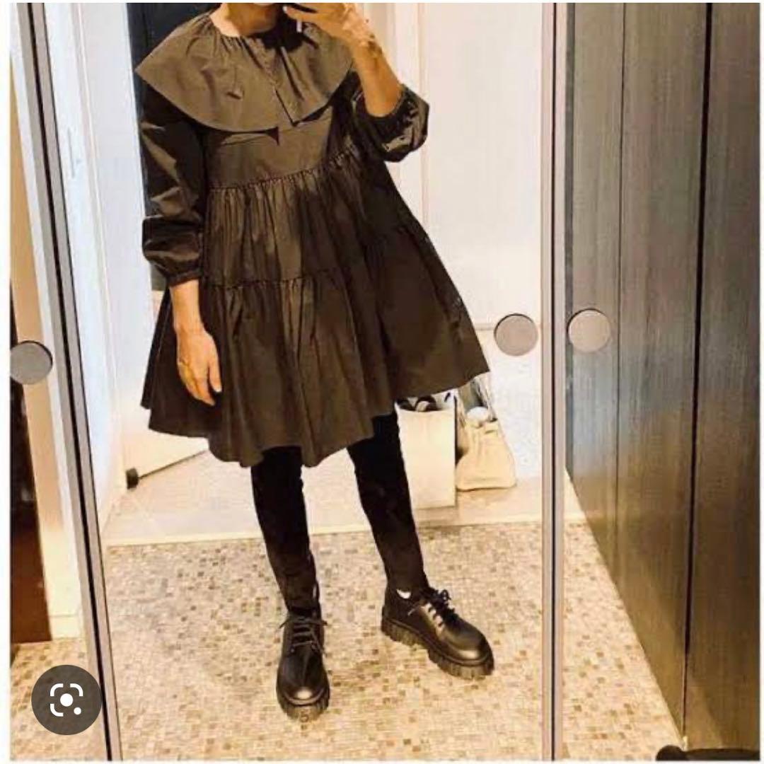 新品未使用タグ付き yori フリルカラーティアードチュニック-