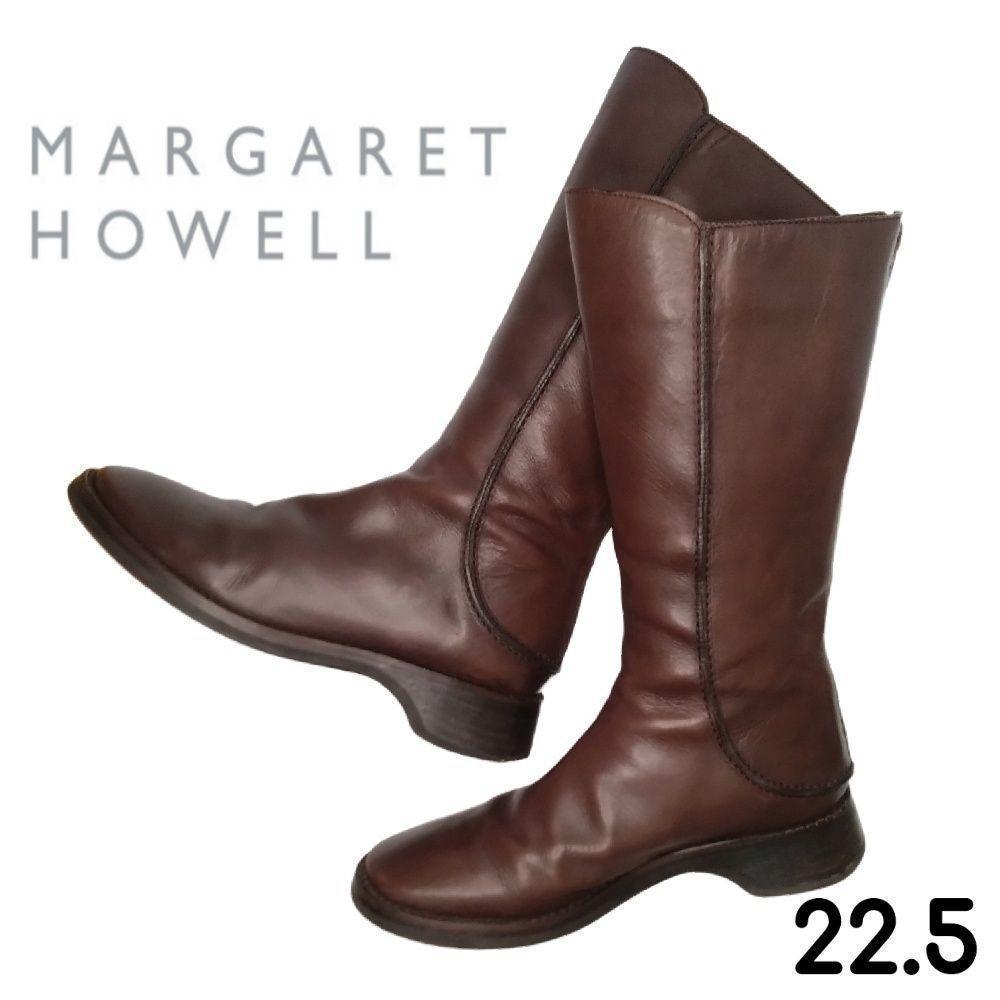 MARGARET HOWELL　ミドルブーツ　革　ジップ　ダークブラウン　茶
