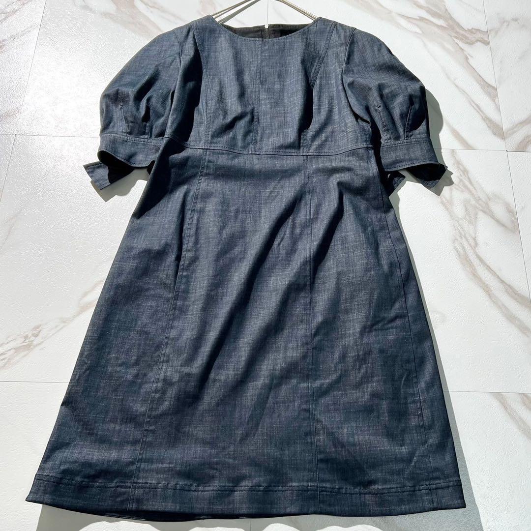 極美品 22ss　フォクシー　デニムドリームワンピース　ドレス　リボン　紺　XL