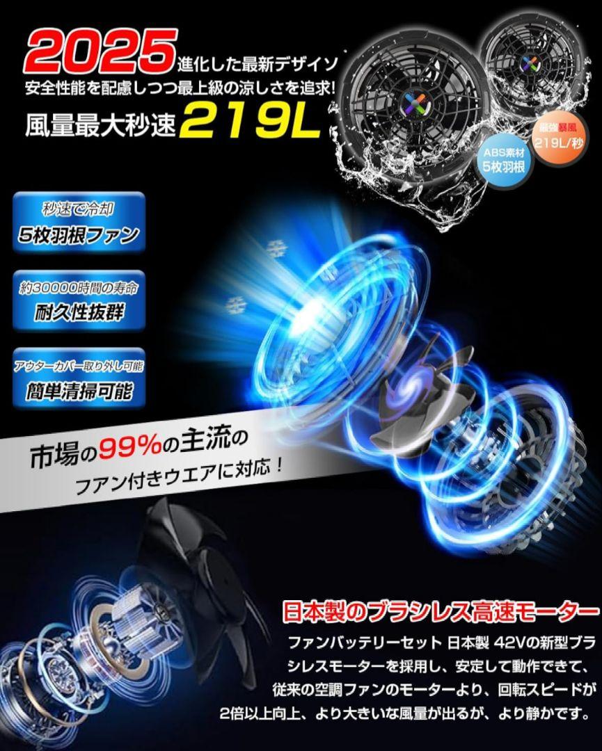 ファンバッテリーセット 作業服【42V超高出力 2025超強風】 熱中症対策