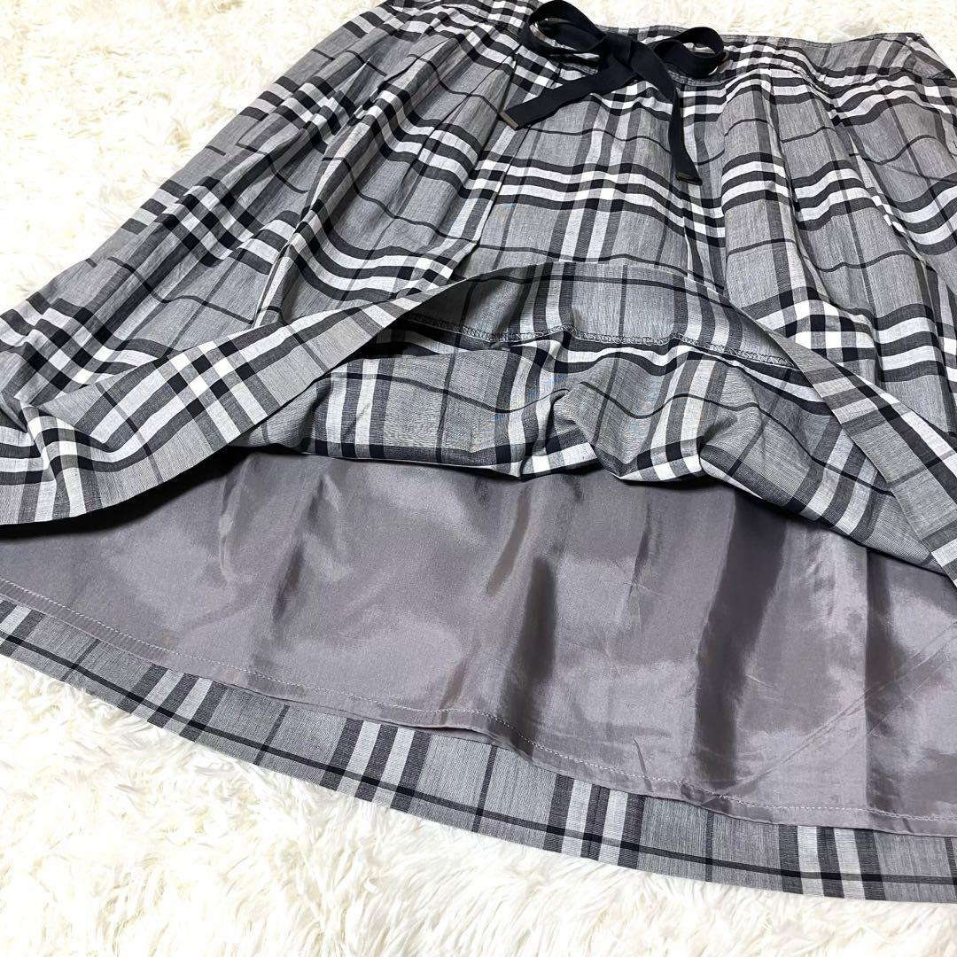 コリアグランドセール バーバリーロンドン フレアスカート リボン 大きいサイズ46 3XL スカート