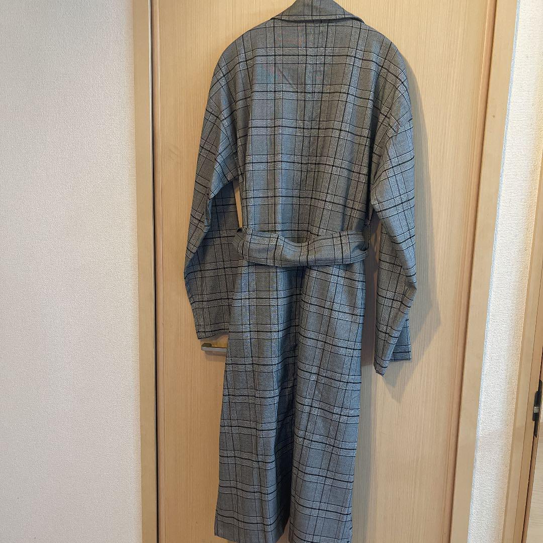 Greed International ロングコート　グレー　チェック　ウール Greed International ロングコート グレー チェック ウール⭐︎