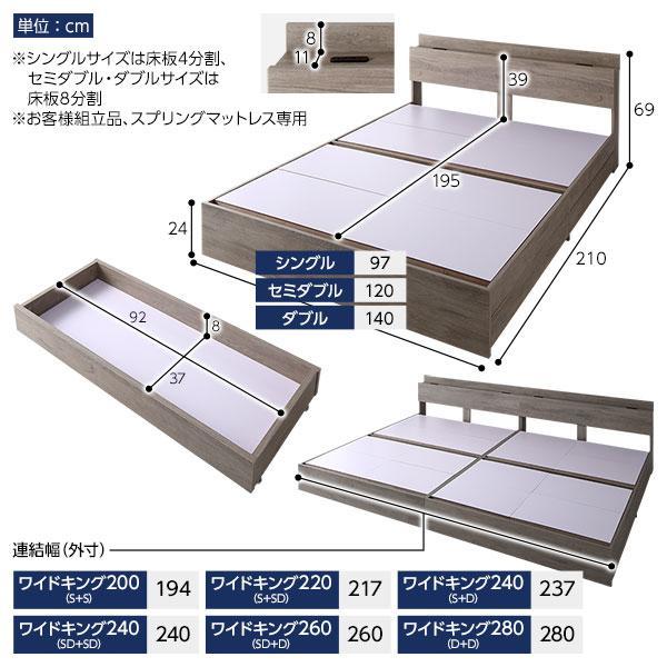 ベッド ワイドキング240(SD+SD) マットレス付き ds-2423258 画像9