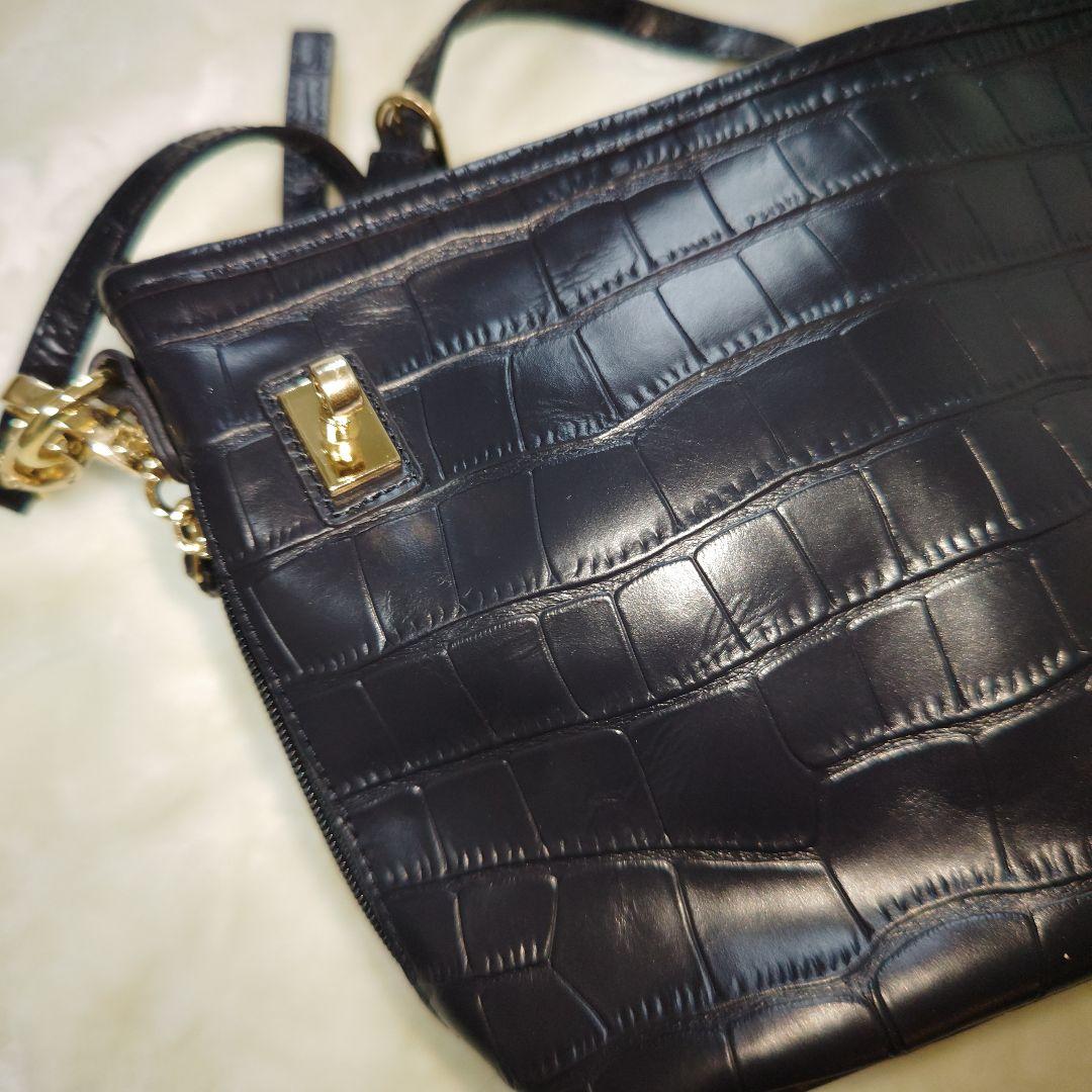 オシャレ☆人気☆LA BAGAGERIE】黒 型押し 2wayショルダーバッグ