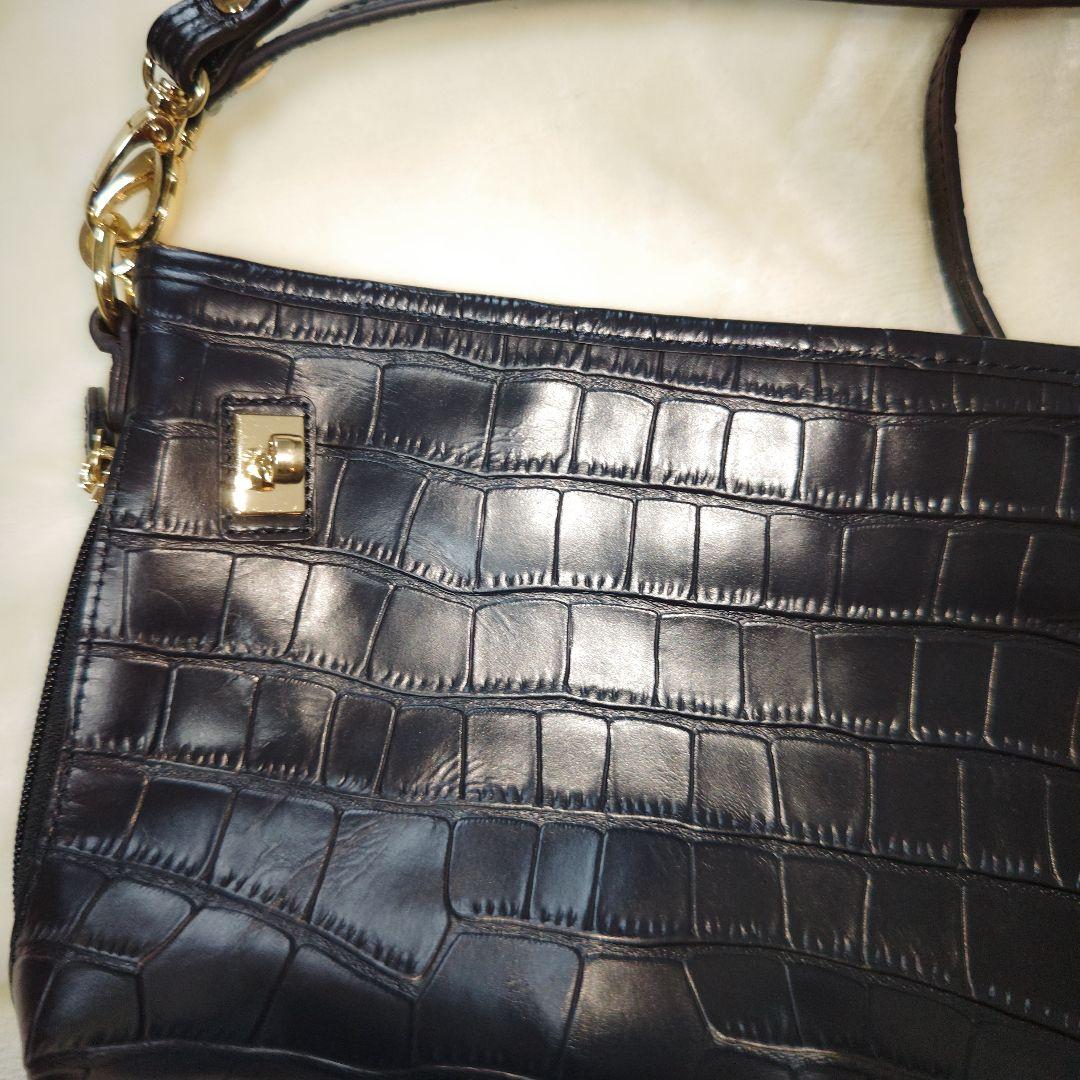 オシャレ☆人気☆LA BAGAGERIE】黒 型押し 2wayショルダーバッグ