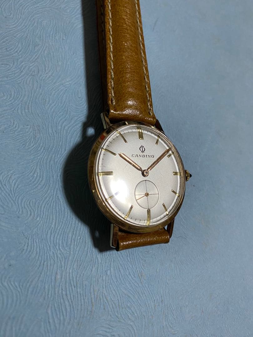 OH済 CANDINO 1950s スイス アンティーク スモセコ 18K GF MEDICALDB_JP