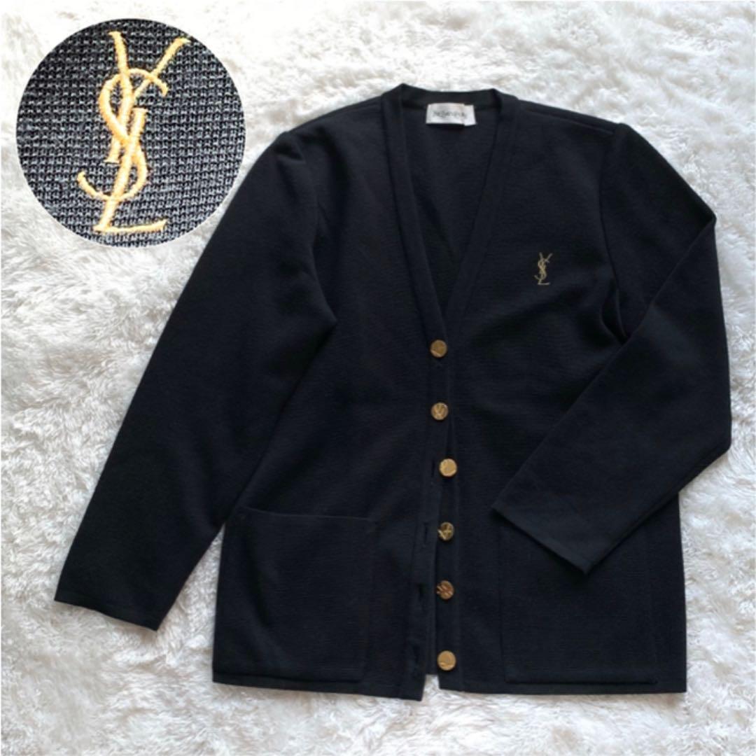 イヴサンローラン カーディガン ブラック 金ボタン ysl