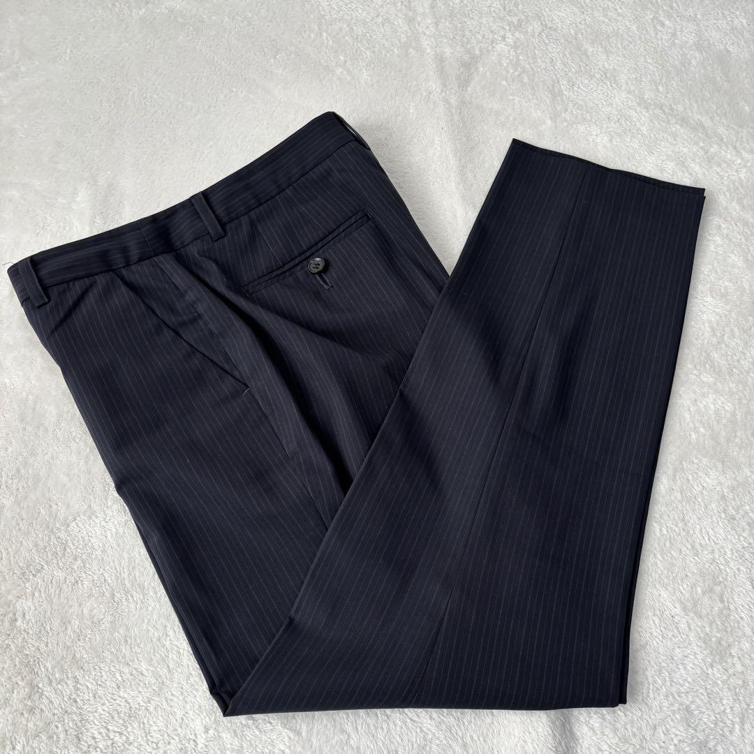 ✨極美品✨23区 パンツスーツ　セットアップ　ネイビー　ストライプ　Mサイズ　紺
