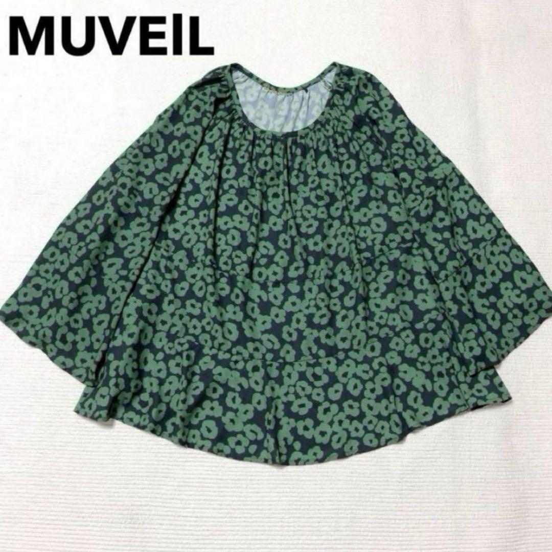 MUVEIL ミュベール　フレアスリーブ ブラウス　ペプラム　花柄　ゆったり