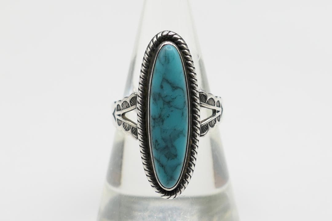 美品　14号　ナバホ　楕円形　ターコイズ　リング　指輪