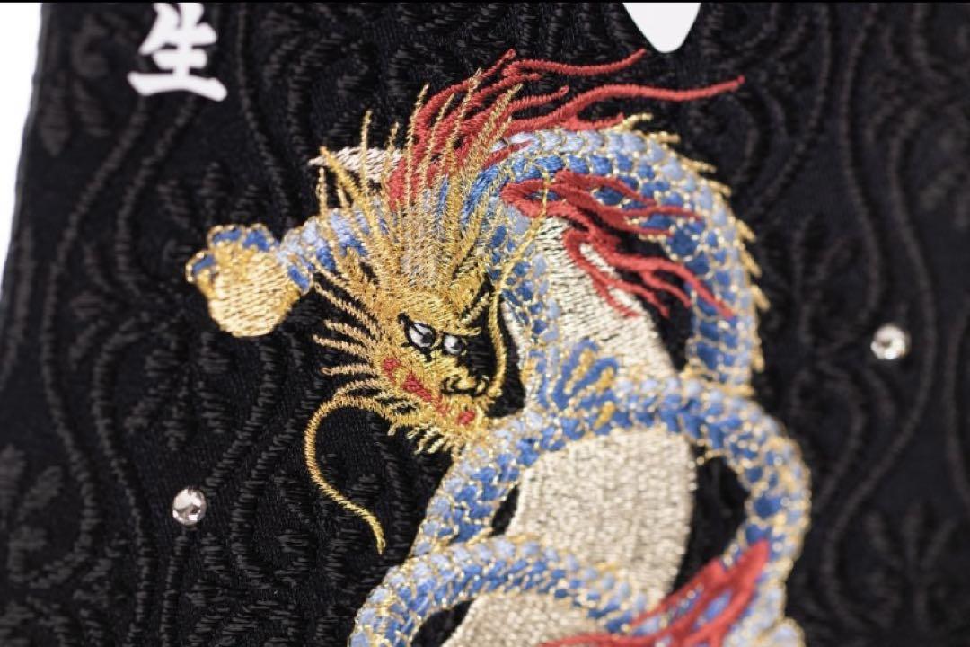 名前旗　龍　小さめ　金襴生地×総刺繍【スタンド付/送料無料】　男の子　なまえ旗