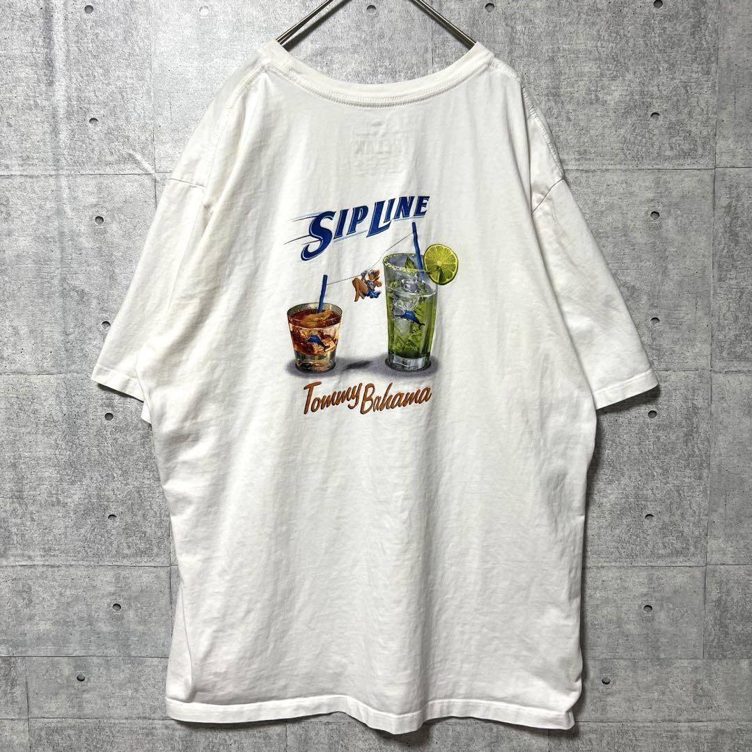 アメリカ古着 トミーバハマ シップライン ホワイト 白 Tシャツ 2XL