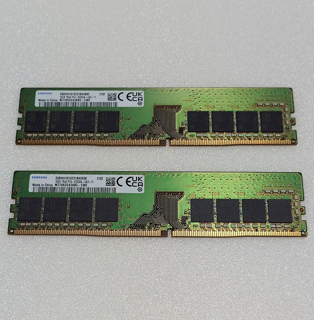 Samsung DDR4 3200 16GB ×2 計 32GB 【動作確認済】 5,160円