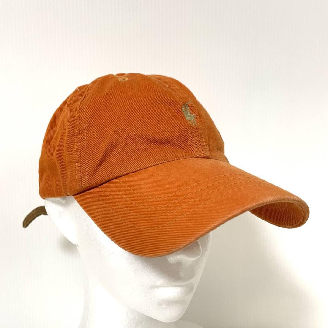 90s Ralph Lauren 6パネルキャップ オレンジ系 レザーベルト
