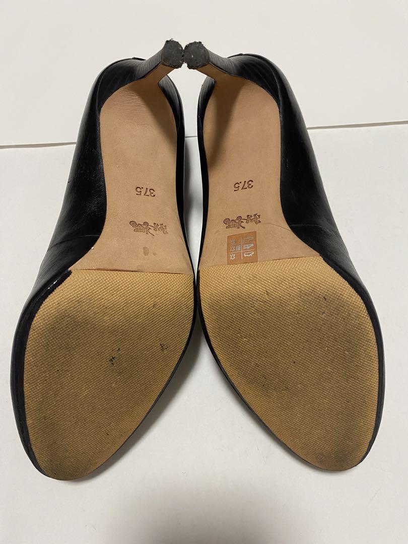 COACH レディース パンプス 24㎝ 黒 ラウンドトゥ8㎝ヒール - 靴
