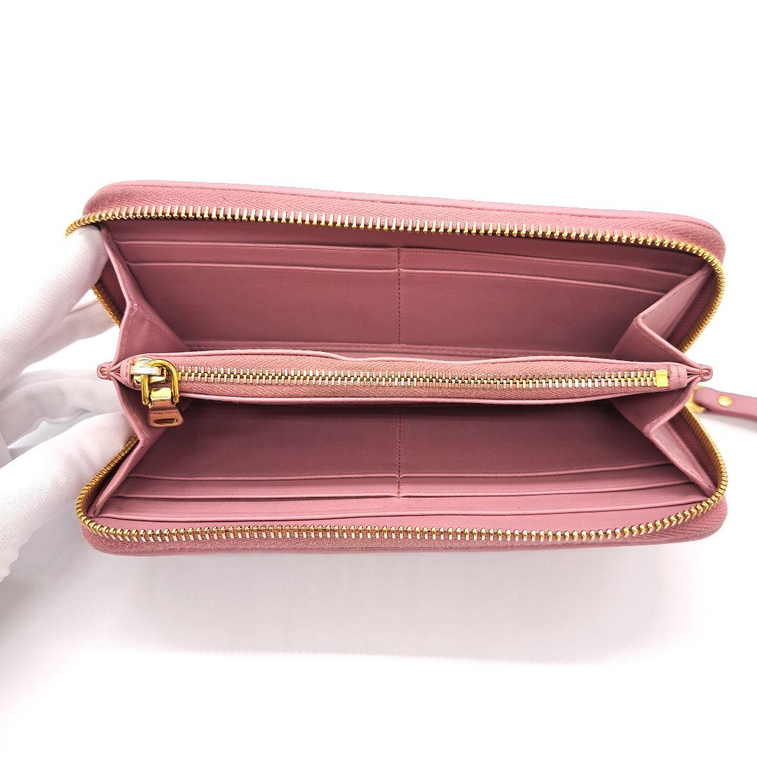 miu miu ミュウミュウ マテラッセ ラウンドファスナー長財布 ピンク