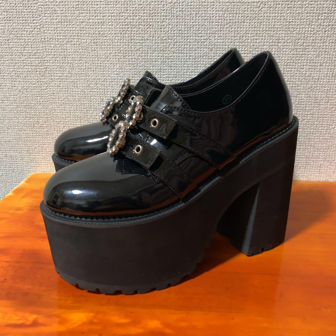 BUBBLES ダブルバックル厚底シューズ ヒール13cm サイズ38