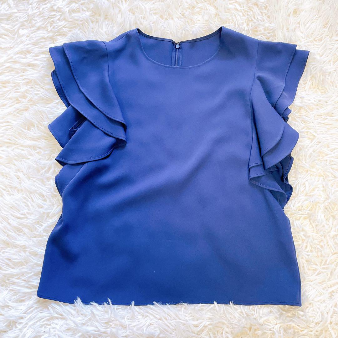 極美品✨ルルウィルビー フリルブラウス　バックファスナー　M ポリエステル 極美品✨ルルウィルビー フリルブラウス バックファスナー M