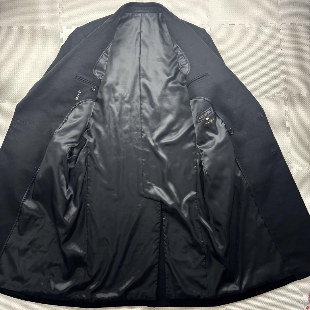 美品　カシミヤ100％　ダブルチェスターコート　マキシ丈　XL相当　ブラック　黒