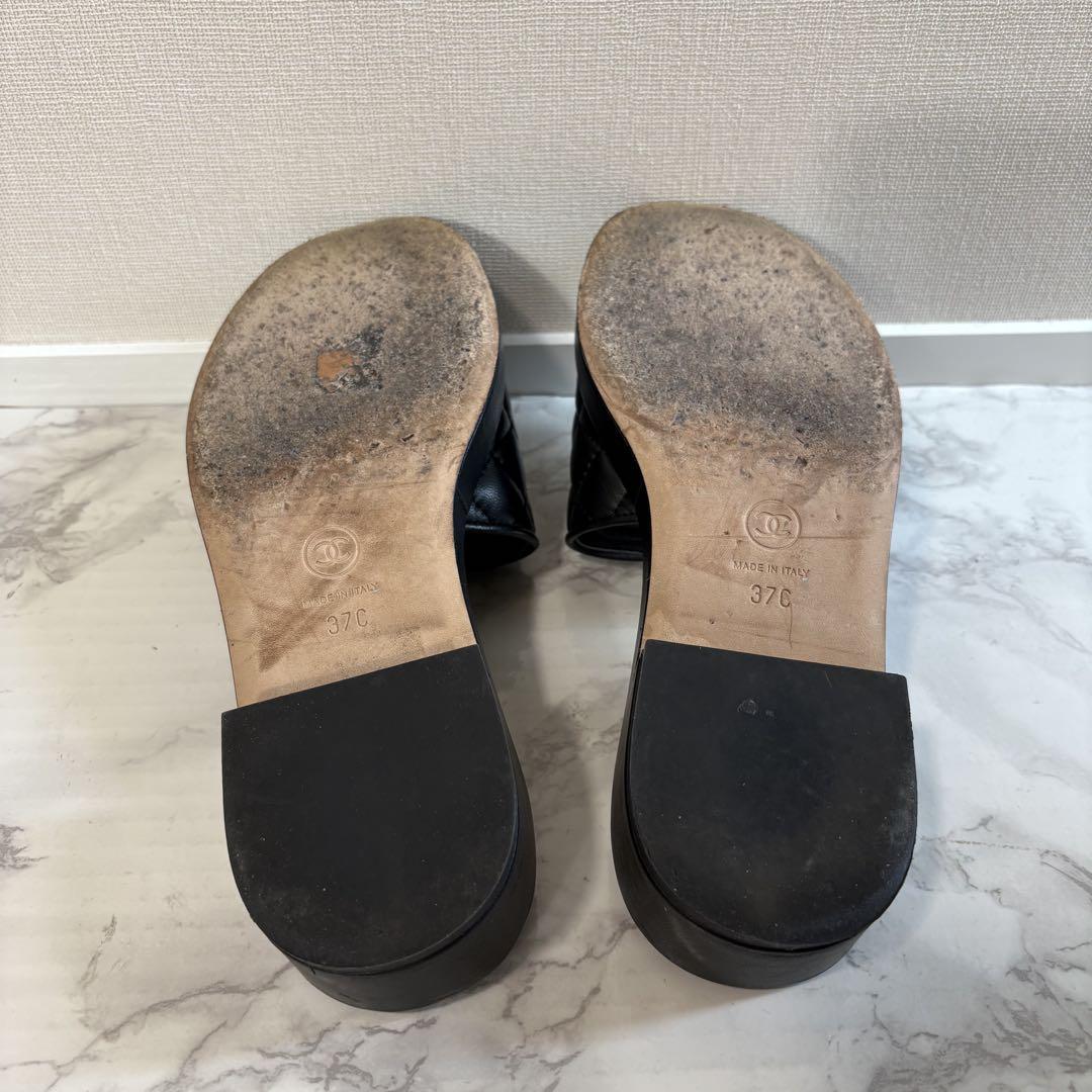 美品　CHANEL シャネル　マトラッセ　ココマーク　サンダル　スリッパ　37