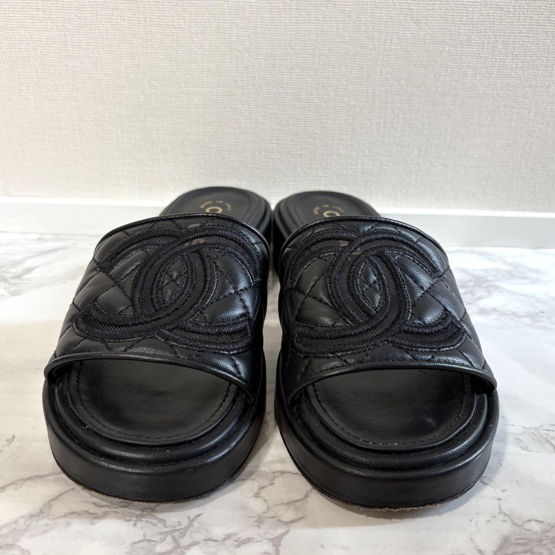 美品　CHANEL シャネル　マトラッセ　ココマーク　サンダル　スリッパ　37