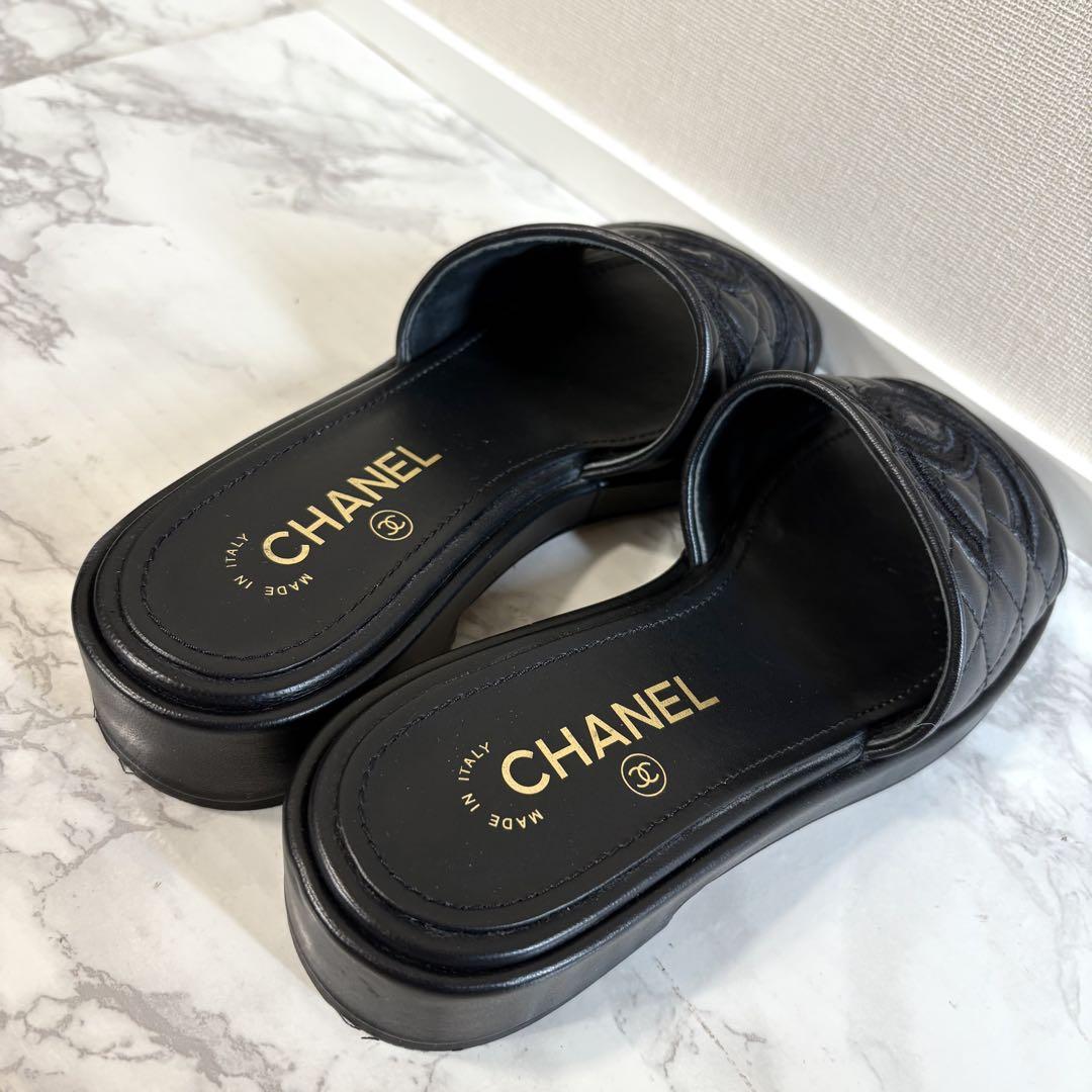 無料クーポン配布 アプリ 美品 CHANEL スリッパ サンダル ココマーク マトラッセ シャネル 靴