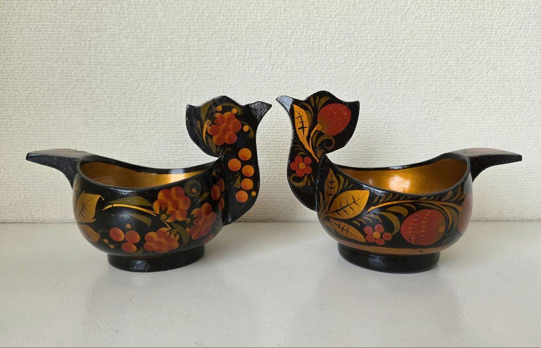 激安正規  木製漆器 ☆ ロシア製ホフロマ塗り 小物入れ メルカリ - 鳥 工芸品