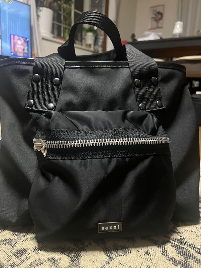 sacai ブラック トートバッグ ポケット付きMedium