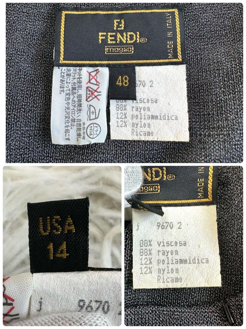 XXL相当】 FENDI ノースリーブ ニット ズッカ ビーズ 48 レディース