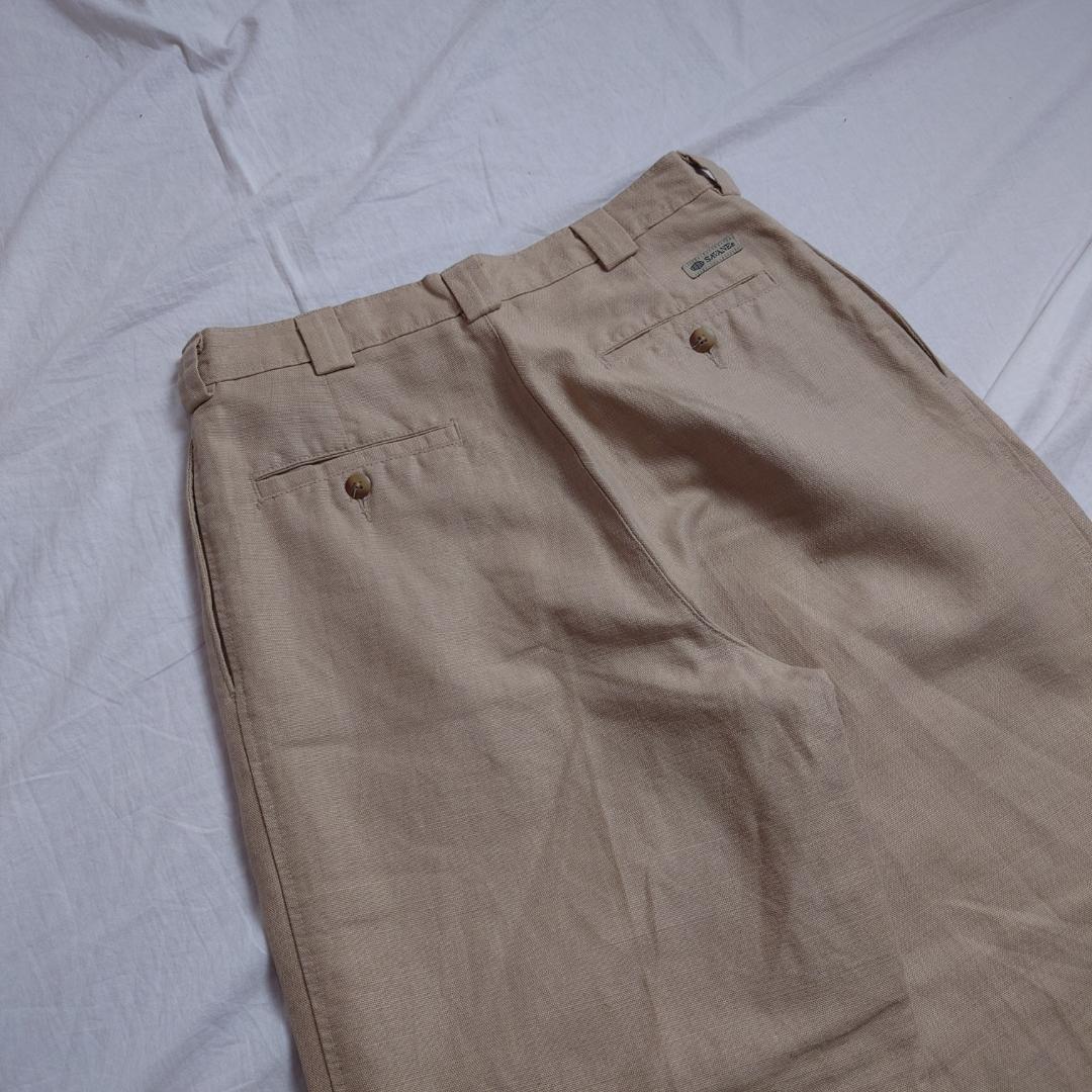 【90~00s】SAVANE リネンコットンパンツ アメリカ古着 ツータック 着心地抜群】SAVANE コットンリネンパンツ ツータック 90～00s