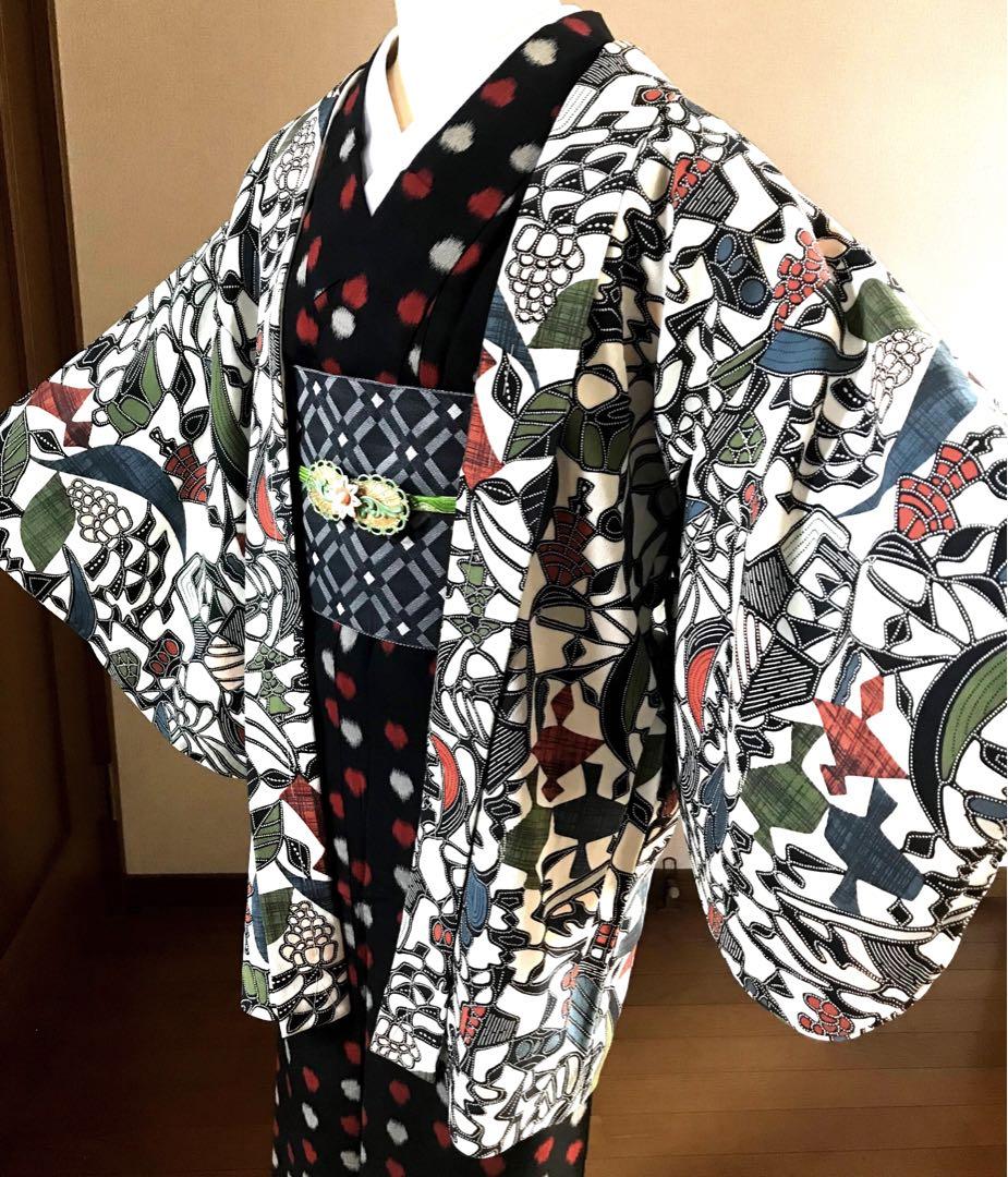 羽織　長羽織　アンティーク　ピカソ画の様な個性派‼️