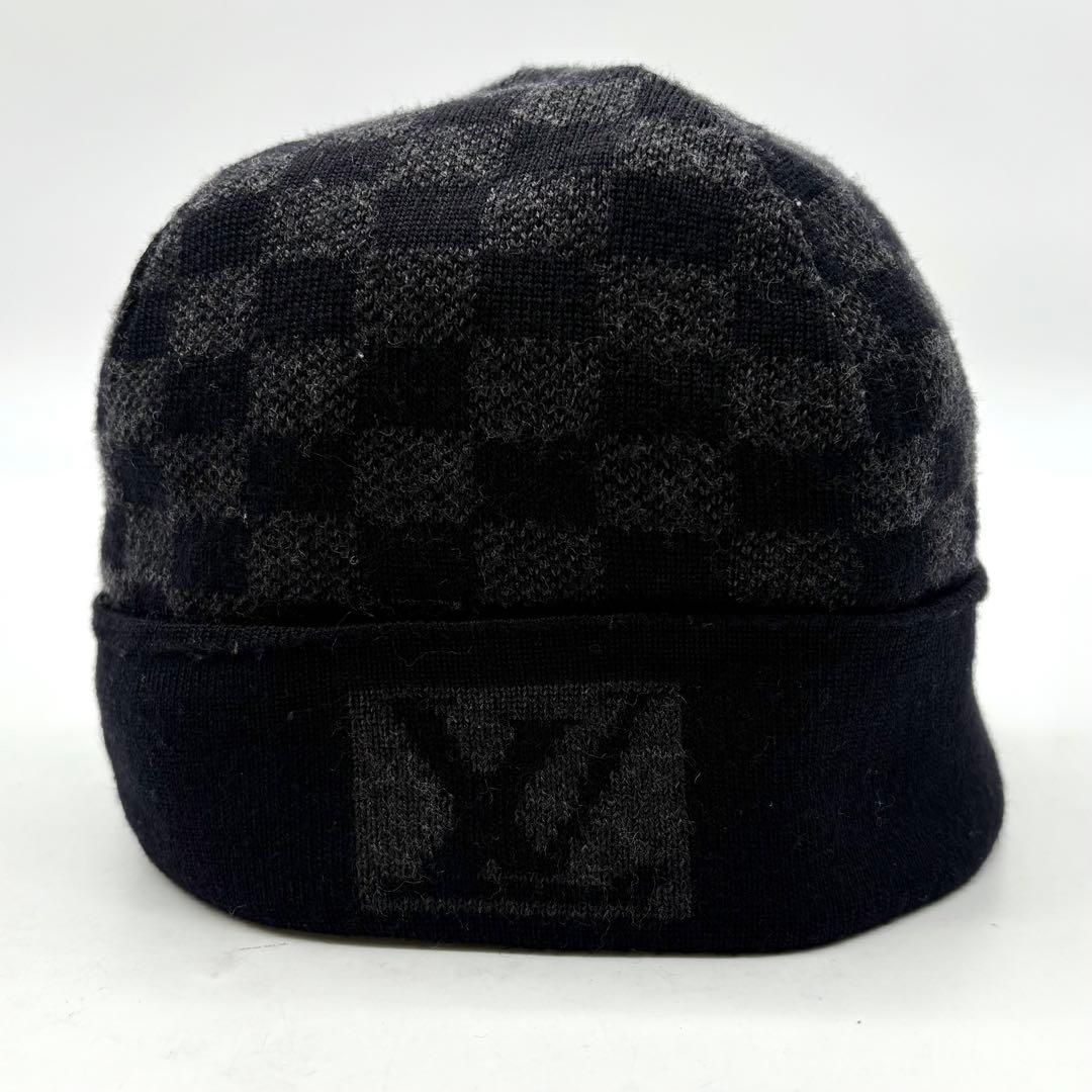 【希少】 ルイ ヴィトン ボネプティ ニット帽 ダミエ ブラック 【希少】 ルイ ヴィトン ボネプティ ニット帽 ダミエ ブラック