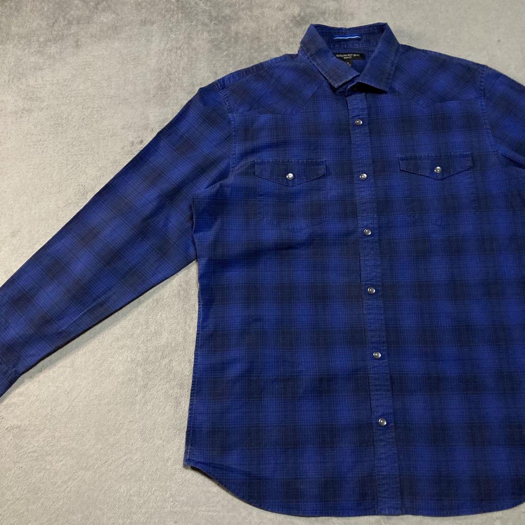 トップス BananaRepublic WesternShirt OmbreCheck L