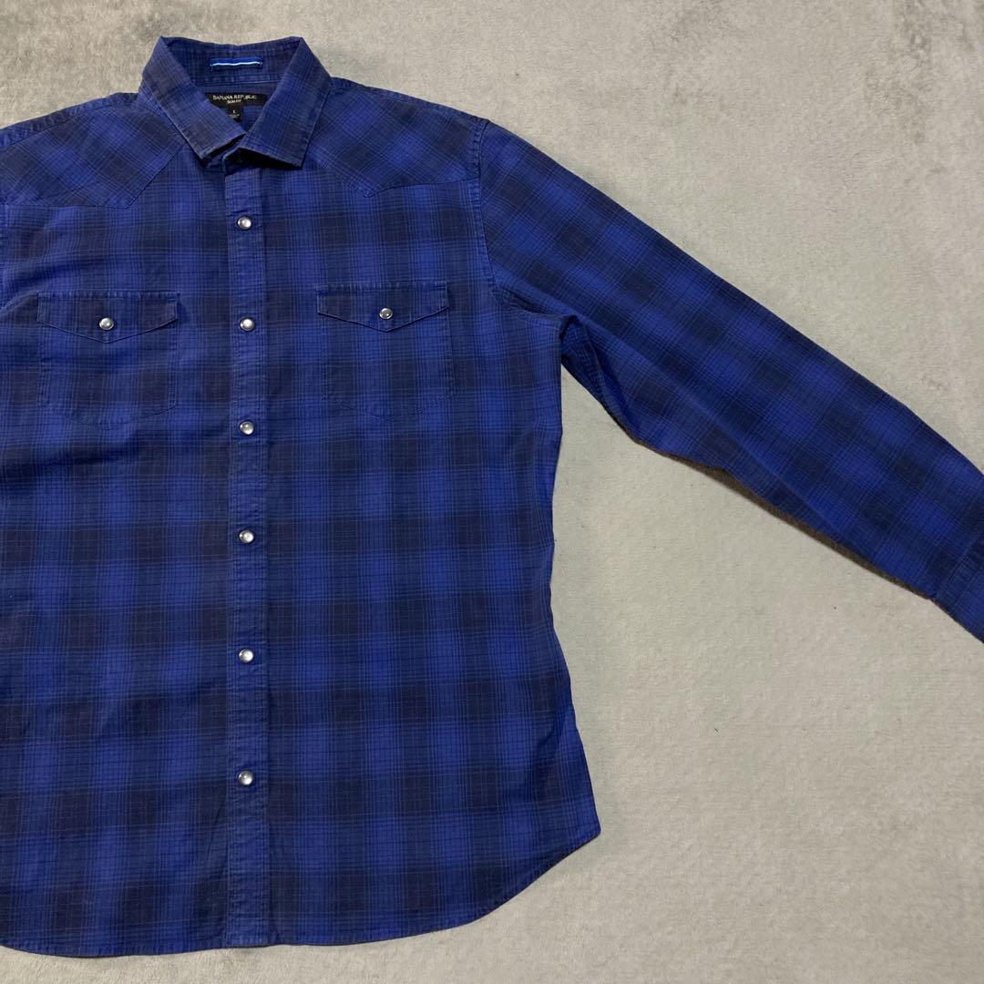 トップス BananaRepublic WesternShirt OmbreCheck L