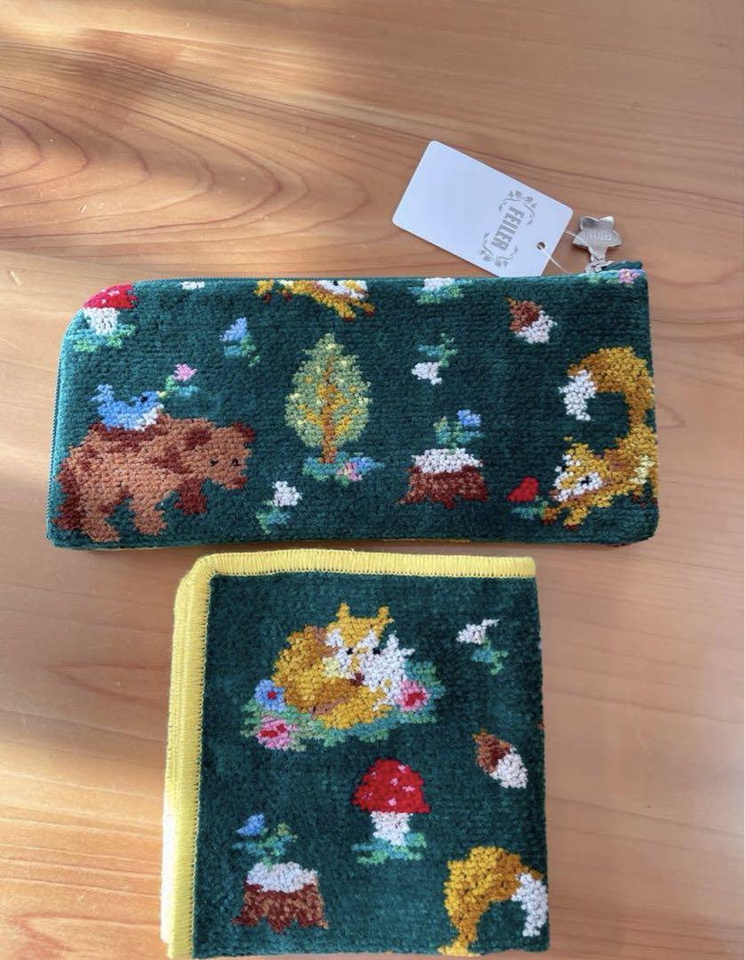 フェイラー・インザフォレスト ハンカチ＆L型ポーチセット