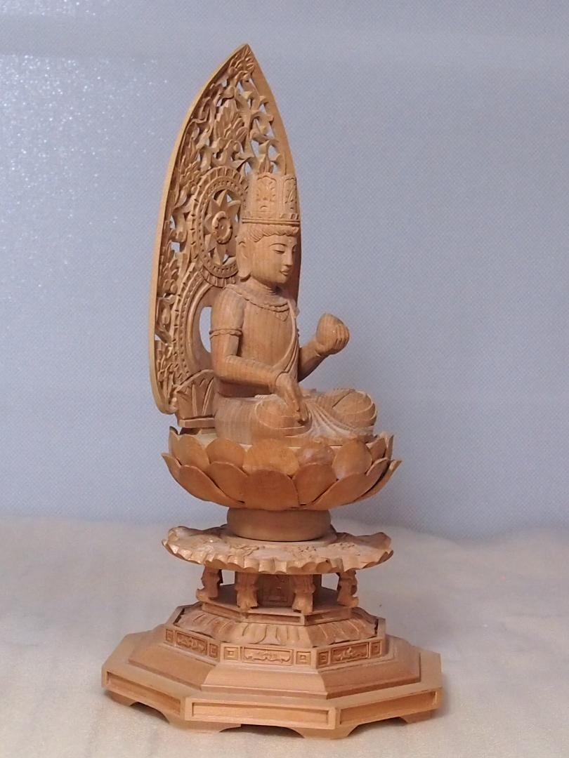 【良品】木製 虚空蔵菩薩像 木像/仏像/観音像 飾り/置物/オブジェ インテリア