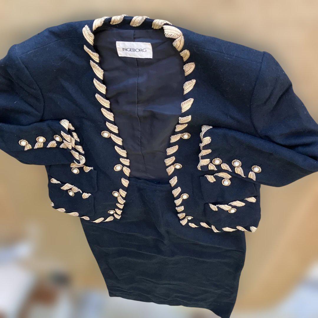 インゲボルグ黒金ブレード　シルク✖︎リネンスーツ