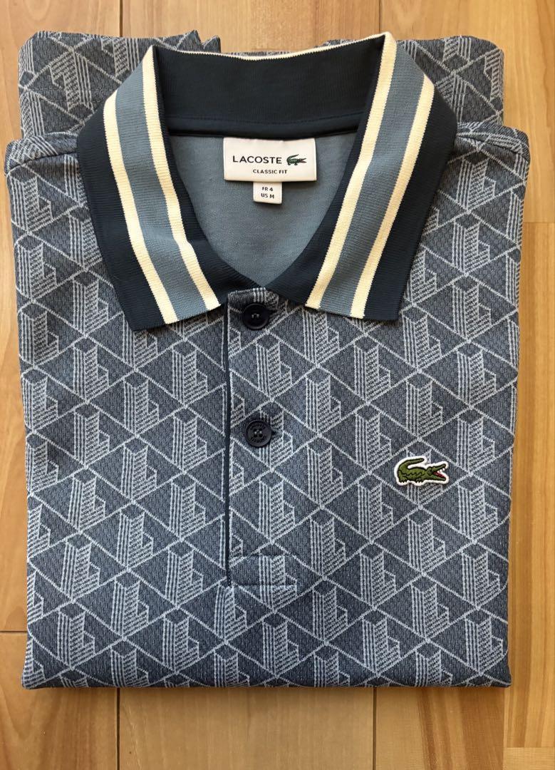 LACOSTE モノグラムジャカードポロシャツ US M