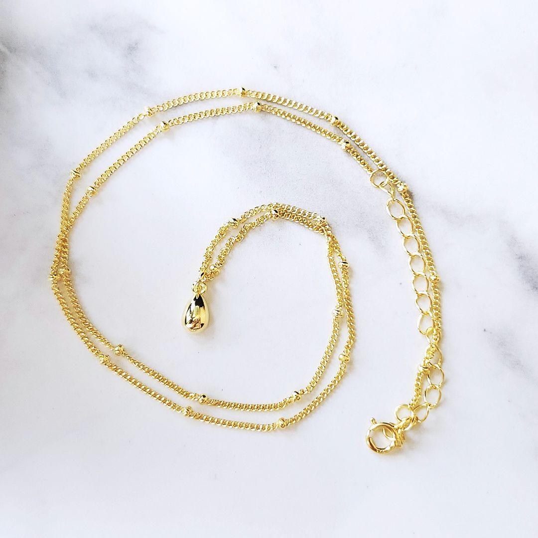 183Nk【高品質✨】ネックレス　しずく　ドロップ　粒チェーン　メタル　ゴールド 183Nk【高品質✨】ネックレス しずく ドロップ 粒チェーン