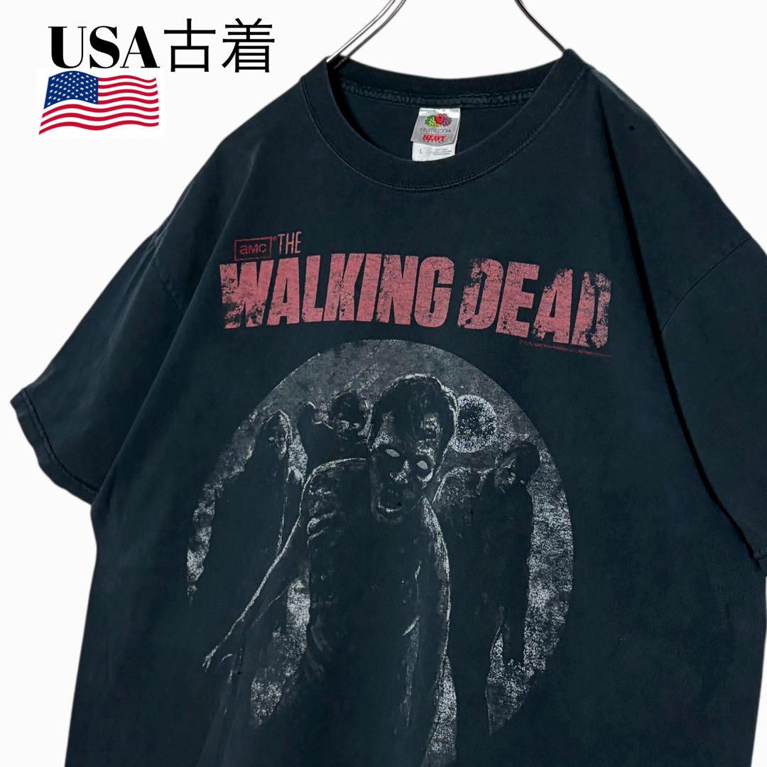 USA古着TVドラマTシャツ フェード黒 L ウォーキングデッドtシャツ ゾンビ