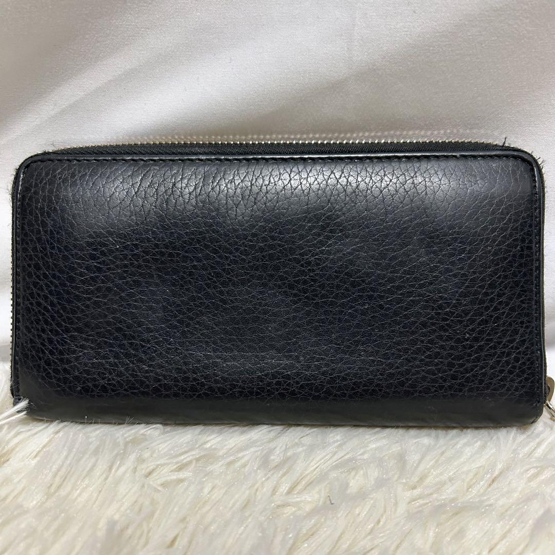 GUCCI グッチ　シボ革　レザー　ラウンドファスナー　ソーホー　GG 長財布