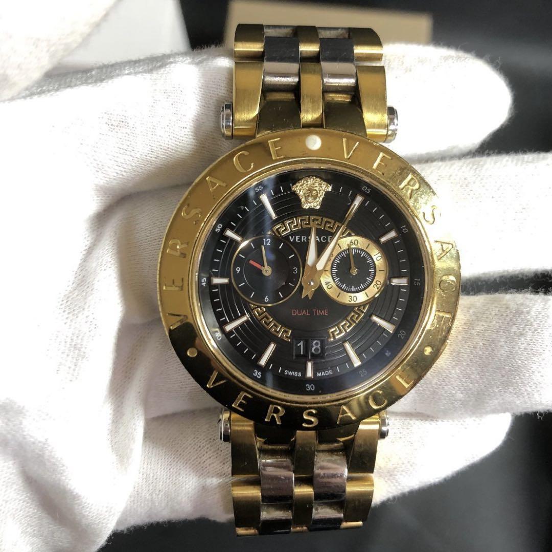 VERSACE ヴェルサーチ VFG ラウンド クロノグラフ ゴールド 腕時計