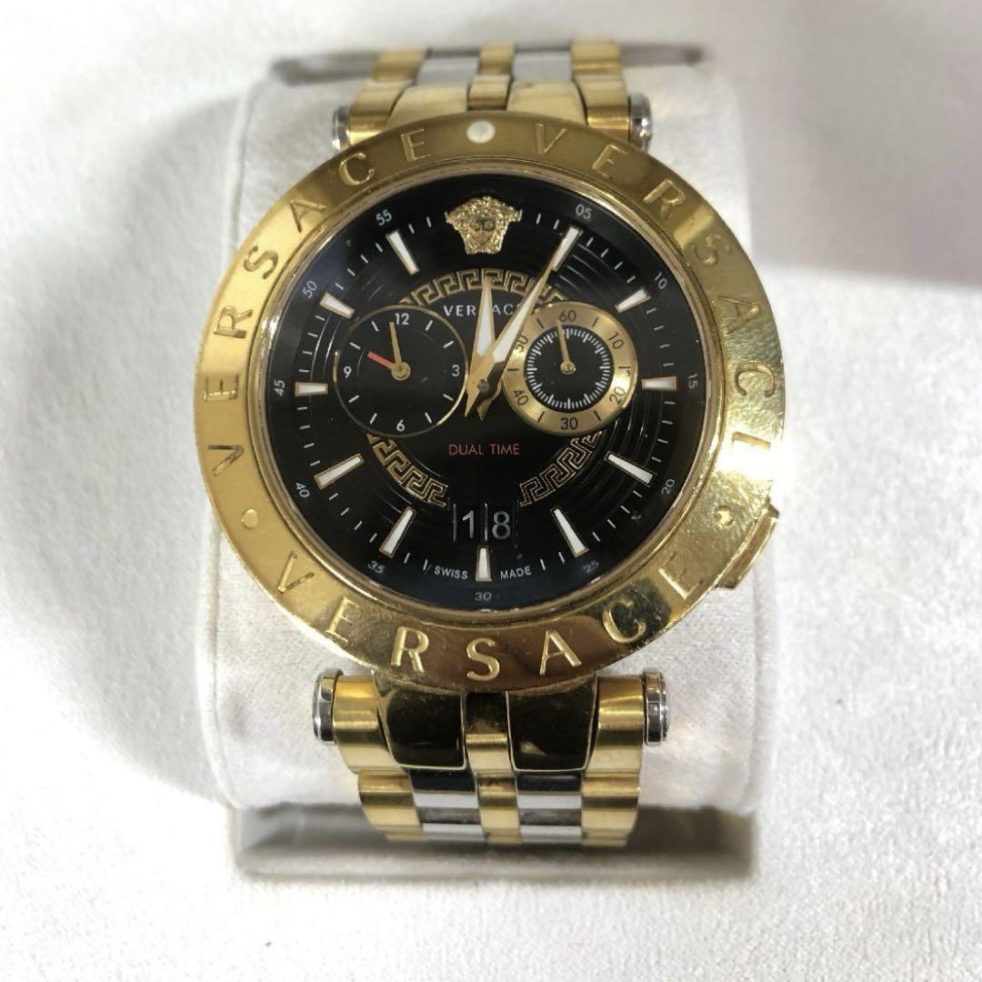 VERSACE ヴェルサーチ VFG ラウンド クロノグラフ ゴールド 腕時計